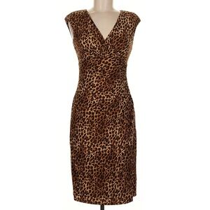 Lauren Ralph Lauren Animal print Stretch Ruching Flattering Cocktail Dress Sz.14